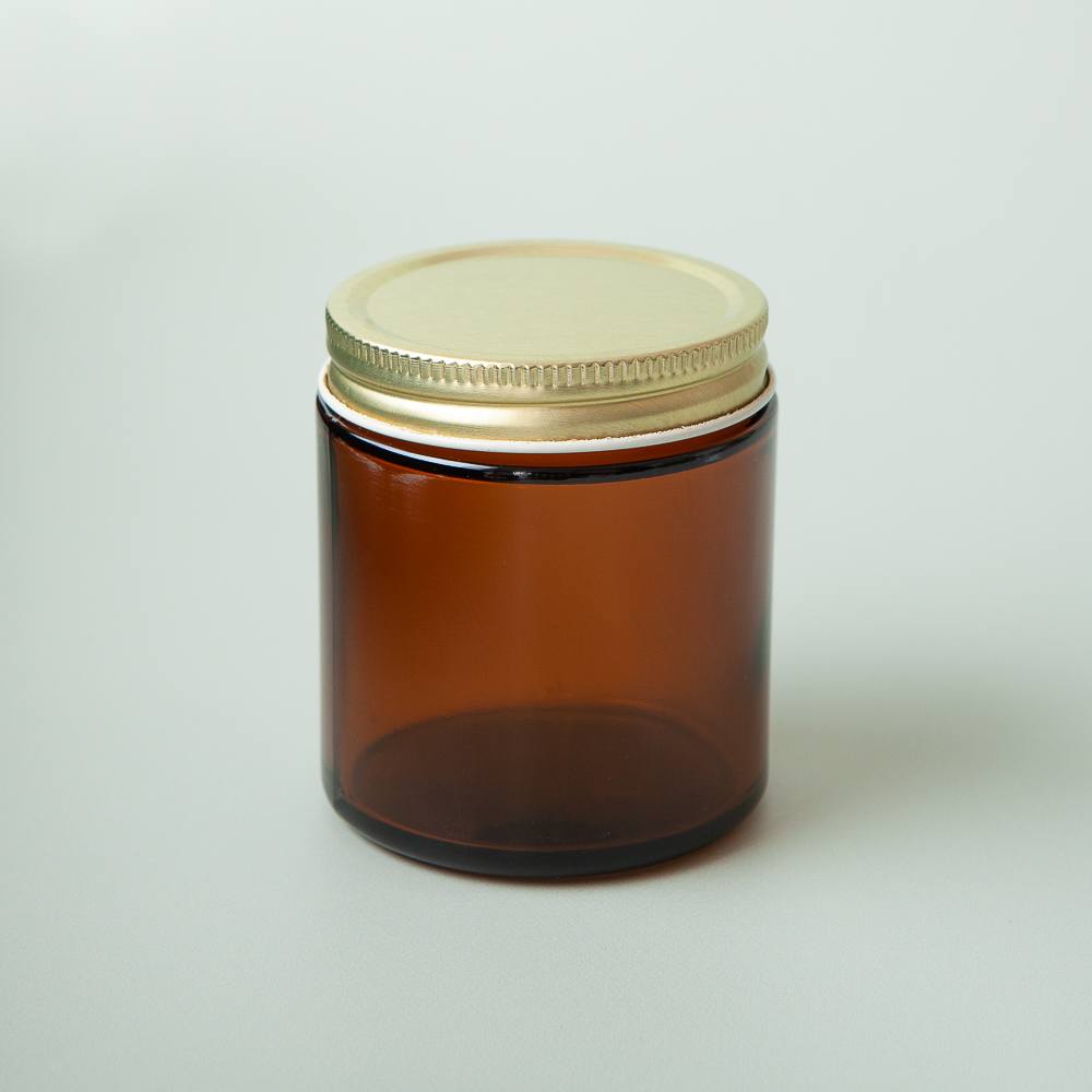 4 oz Amber Glass Jar with Gold Lid image number null