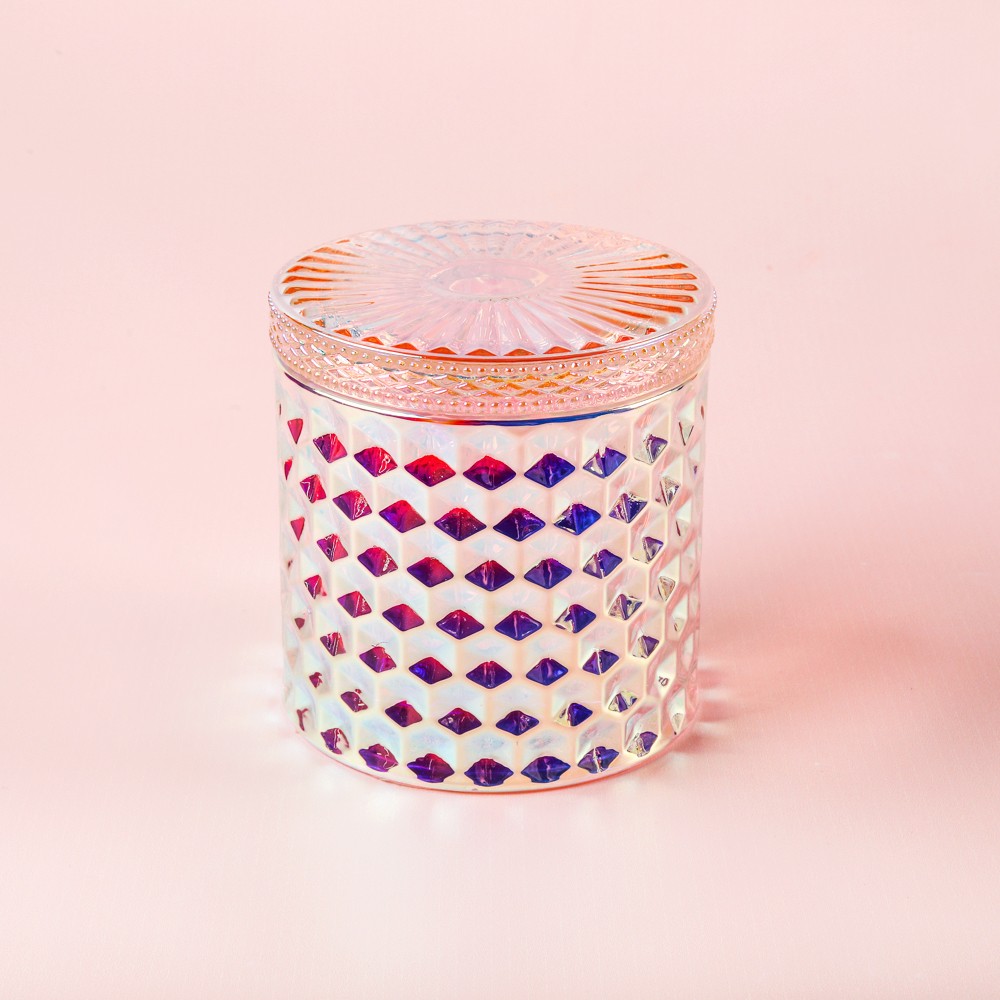 Iridescent Diamond Candle Jar with Lid image number null